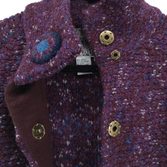 Anthro Curio Vintage Plum Cottagecore Chunky Knit Covered Buttons Petticoat M - Picture 6 of 16